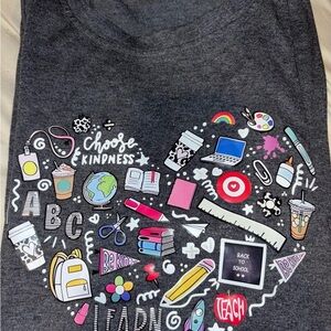 Charcoal Graphic Tee with Heart Design